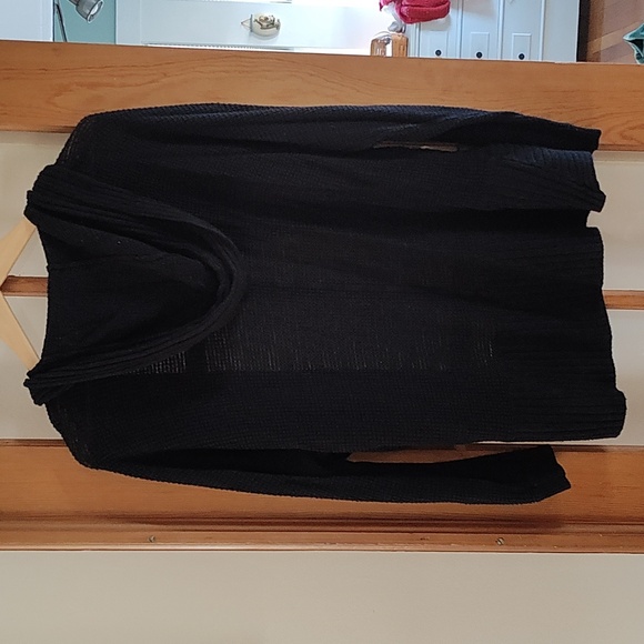 Black Hood open front Cardigan Sweater - Picture 3 of 3